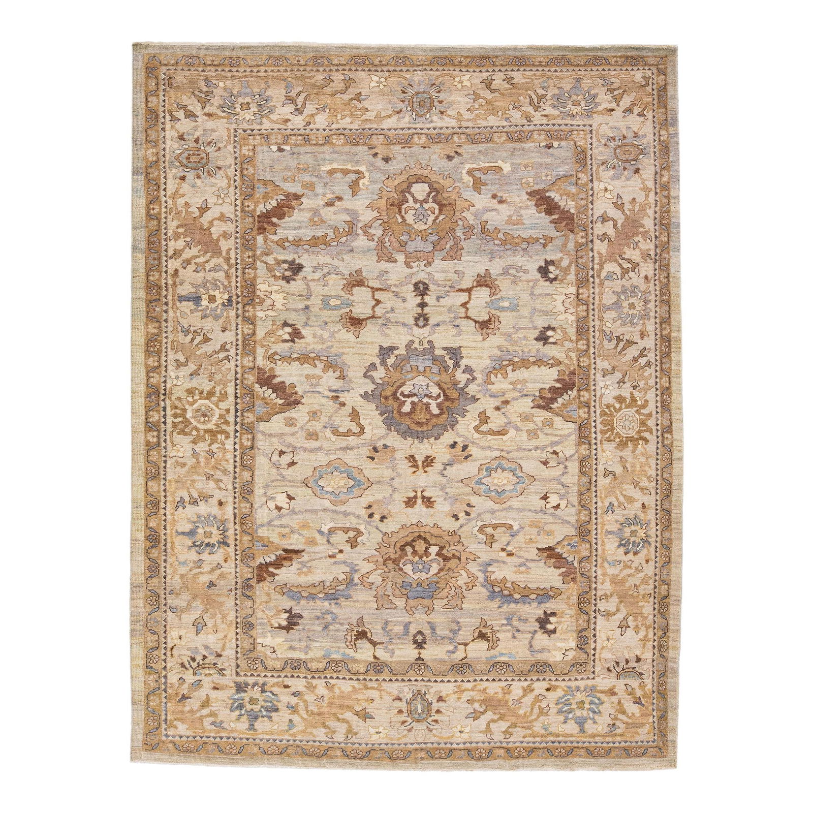 Modern Sultanabad Handmade Wool Rug 7'10 x 10'3 Beige Floral Design: Modern Sultanabad Handmade Wool Rug 7'10 x 10'3 Beige Floral Design Elevate your living space with this exquisite Modern Sultanabad Handmade Rug, crafted from high-quality wool. Featuring a beautiful