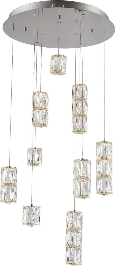 Elegant Lighting Polaris 9-Light Adjustable Pendant Light Chrome Crystal: Elegant Lighting Polaris 9-Light Adjustable Pendant Light Chrome Crystal Illuminate your space with the stunning Adjustable Polaris Pendant Light, designed specifically for high ceilings. This contemp