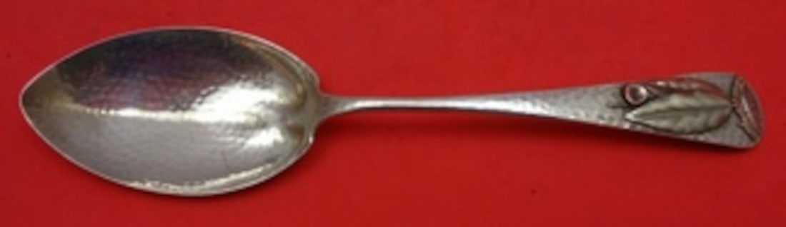 Gorham Applied Metals Sterling Silver Berry Spoon Gold Copper Leaves 8 3/4": Gorham Applied Metals Sterling Silver Berry Spoon Gold Copper Leaves 8 3/4" This stunning 8 3/4" serving spoon is part of the Applied Metals pattern by Gorham, expertly crafted in sterling silver. The