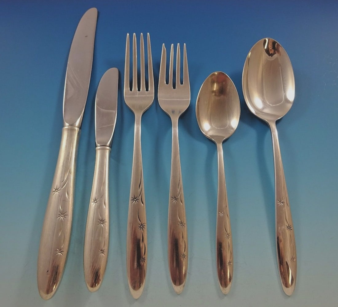 Gorham Celeste Sterling Silver Flatware Set 61 pcs Mid-Century Modern (1 of 9)