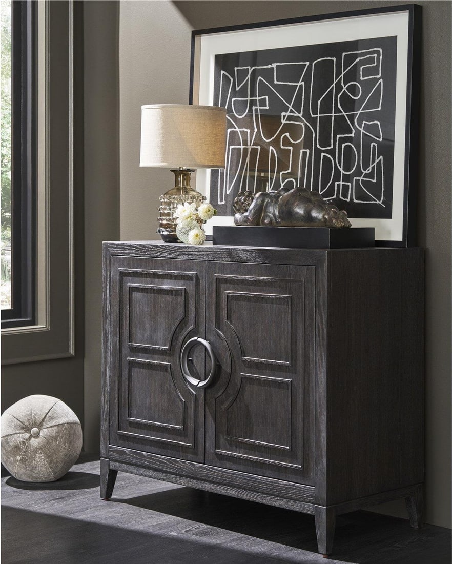 Universal Ravenwood Accent Chest Stylish Storage 36H 42W 19D: Universal Ravenwood Accent Chest Stylish Storage 36H 42W 19D This stylish Cordelia Accent Chest in a rich Ravenwood finish combines functionality with modern design. Perfect for any room, it provides