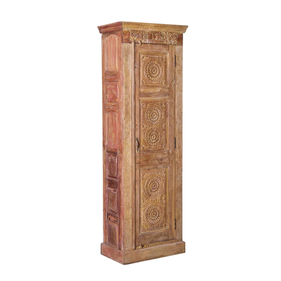 Antique Style Indian Mango Wood Almirah 88H 29W 18D: Antique Style Indian Mango Wood Almirah 88H 29W 18D Discover this exquisite Indian-style almirah, crafted from high-quality mango wood and finished with antique lacquer polish and mansion wax for a vi