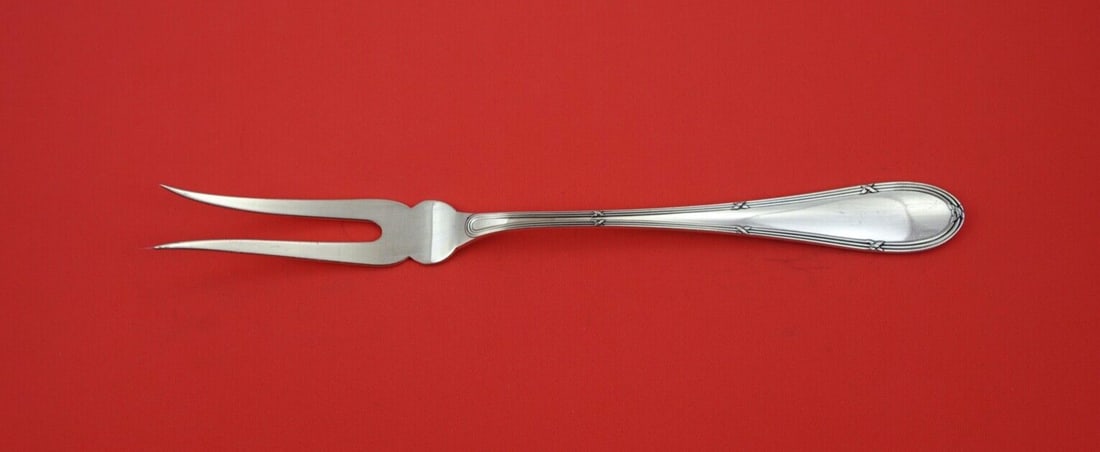 Buccellati Parma Sterling Silver 2-Tine Cold Meat Fork 10.5": Buccellati Parma Sterling Silver 2-Tine Cold Meat Fork 10.5" Enhance your dining experience with this exquisite Parma pattern cold meat fork by Buccellati. Crafted from high-quality sterling silver, t