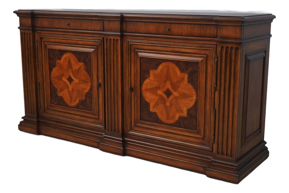 Ethan Allen Italian Continental Inlaid Sideboard Credenza 70" Brown Wood (1 of 10)