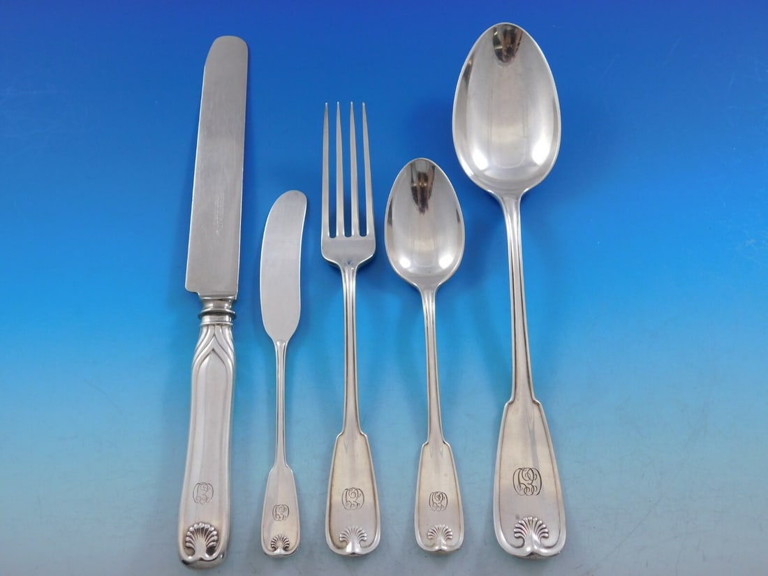Tiffany & Co. Palm Sterling Silver Flatware Set 42 Pieces CED Monogram: Tiffany & Co. Palm Sterling Silver Flatware Set 42 Pieces CED Monogram Experience the elegance of the Palm by Tiffany Sterling Silver Flatware Service Set, consisting of 42 exquisite pieces. Crafted b