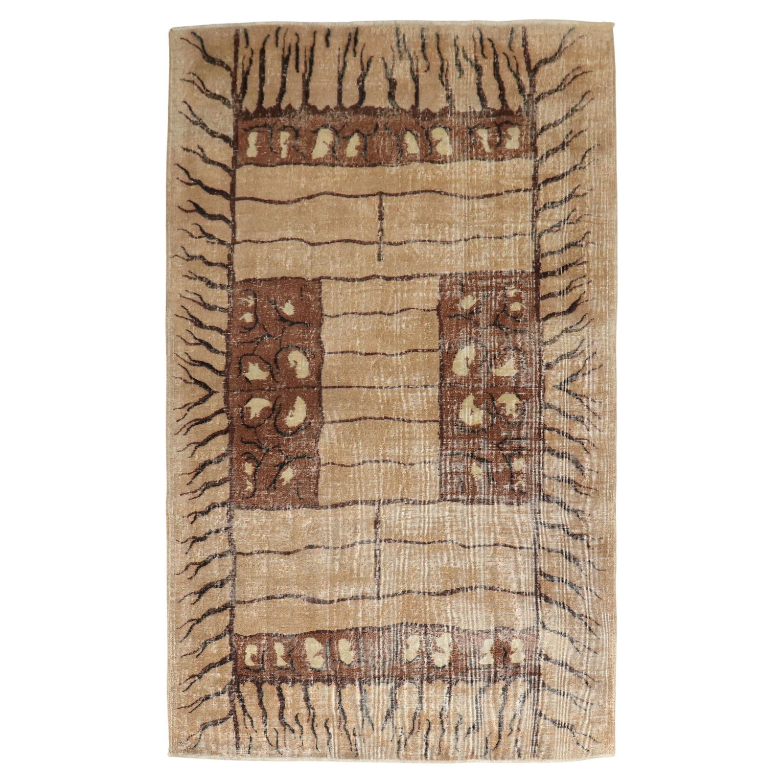 Zeki Muren One-of-a-Kind Hand-Knotted Turkish Rug 5'1 x 7'10 Mid-Century Modern Wool (1 of 8)