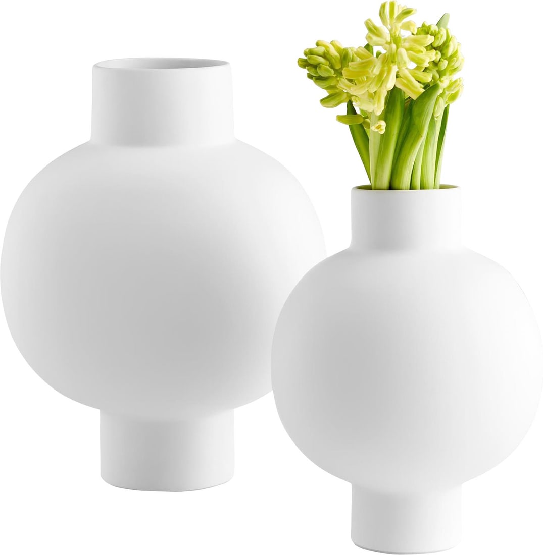 Cyan Libra Vintage Style Ceramic Vase Matte White 14.5H: Cyan Libra Vintage Style Ceramic Vase Matte White 14.5H Introducing the Timeless Libra Vase, a stunning piece crafted in a vintage style that adds elegance to any decor. This vase features a beautiful