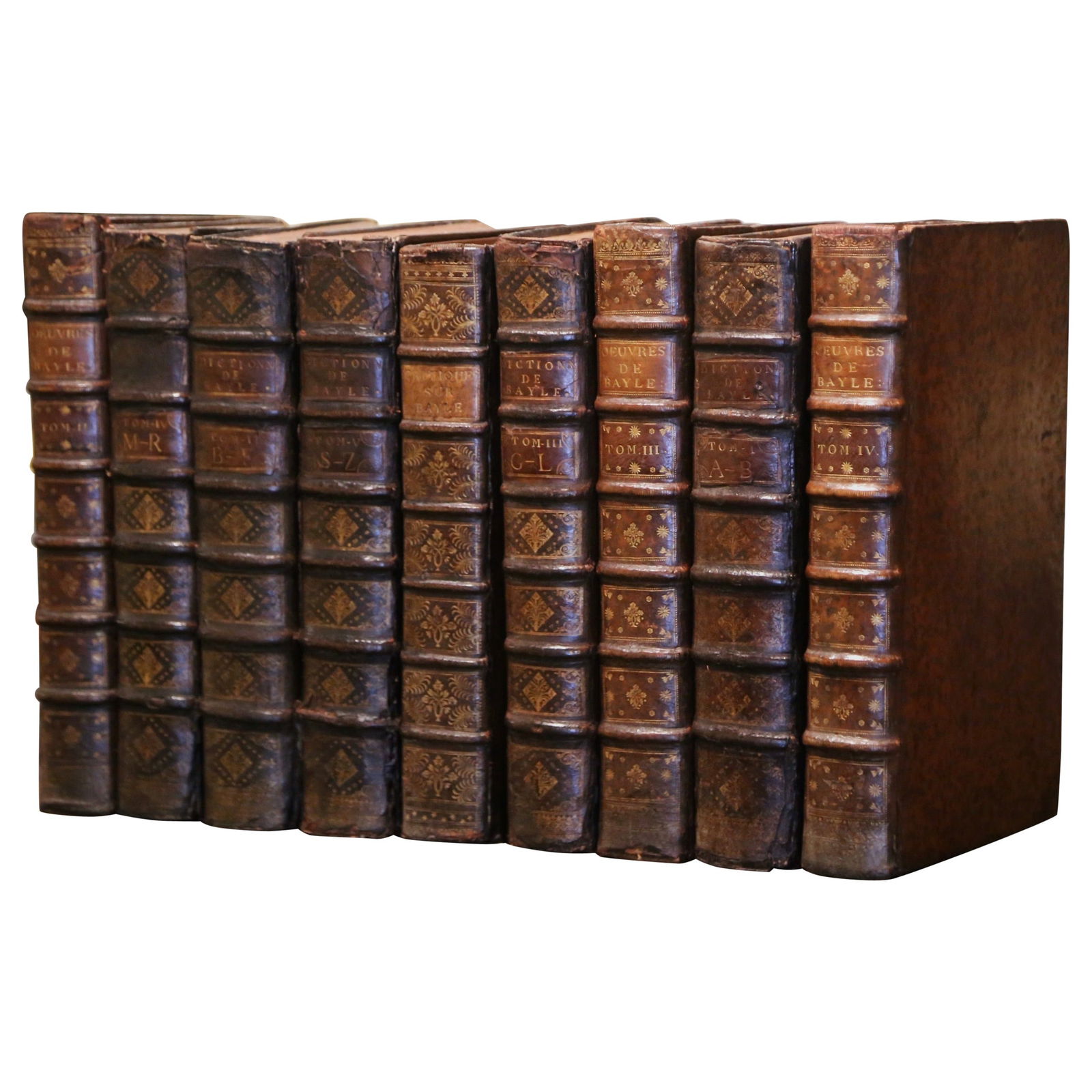 Set of 9 Early 18th Century French Leather Books 1727-1748 Louis XIV Style (1 of 15)