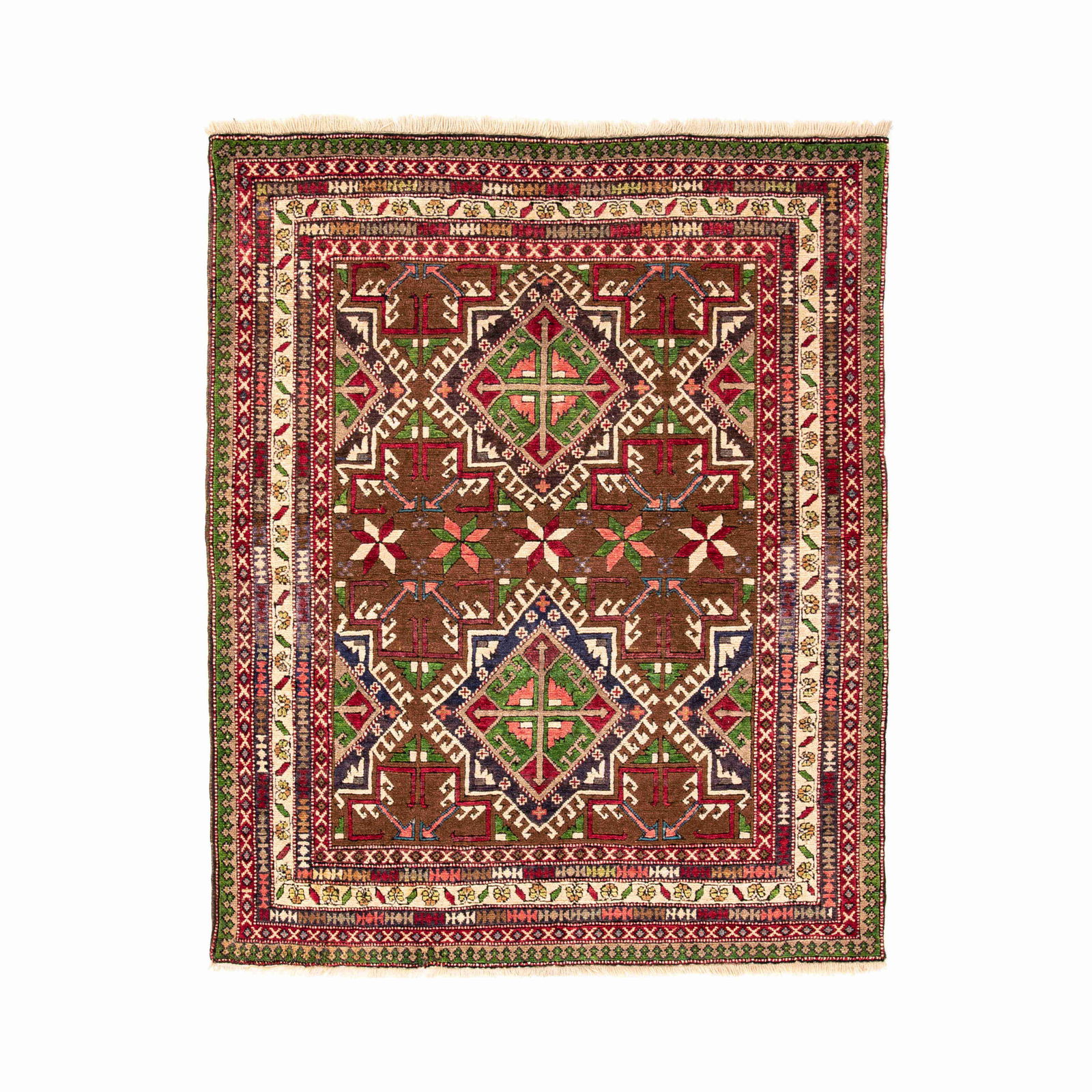 Authentic Handmade Karabag Wool Carpet 55.1 x 66.9 Double Knots: Authentic Handmade Karabag Wool Carpet 55.1 x 66.9 Double Knots Experience the exquisite craftsmanship of this Authentic Handmade Karabag Carpet, skillfully woven using a wool on wool technique. Origi