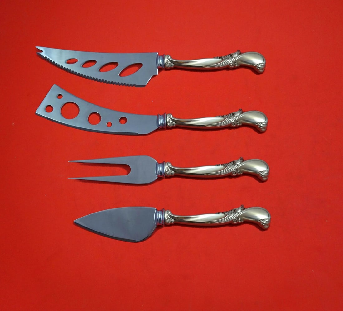 Waltz of Spring Wallace Sterling Silver Charcuterie Set 4pc Deluxe Hostess: Waltz of Spring Wallace Sterling Silver Charcuterie Set 4pc Deluxe Hostess Enhance your entertaining experience with the exquisite Waltz of Spring Charcuterie Set by Wallace. This deluxe 4-piece hoste