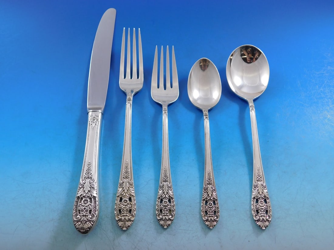 Crown Princess Sterling Silver Flatware Set 60 pcs by International Silver: Crown Princess Sterling Silver Flatware Set 60 pcs by International Silver Introducing the exquisite Crown Princess Flatware Set by International Sterling, a stunning 60-piece collection that embodies