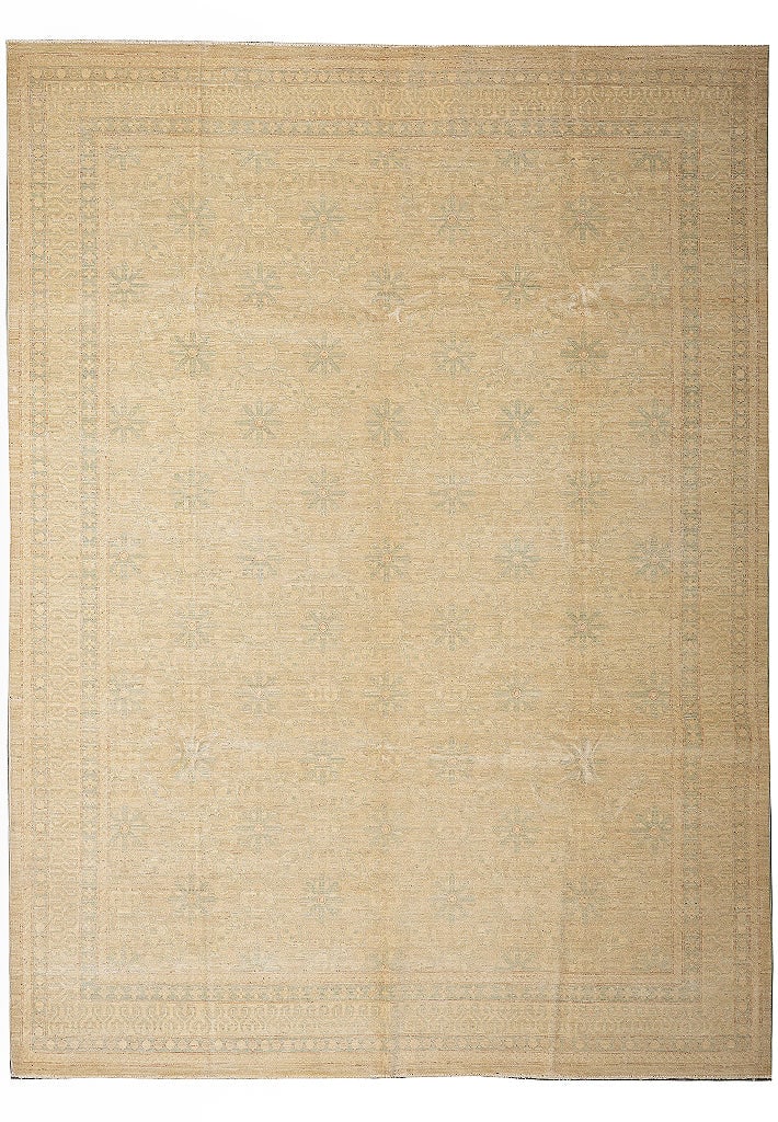 Handmade Ziegler Rug 7.7 x 9.6 Wool Wheat Brown Gold Green: Handmade Ziegler Rug 7.7 x 9.6 Wool Wheat Brown Gold Green Free continental US Shipping Transform your living space with this stunning 7.7 x 9.6 natural wool handmade Ziegler rug in a captivating gold