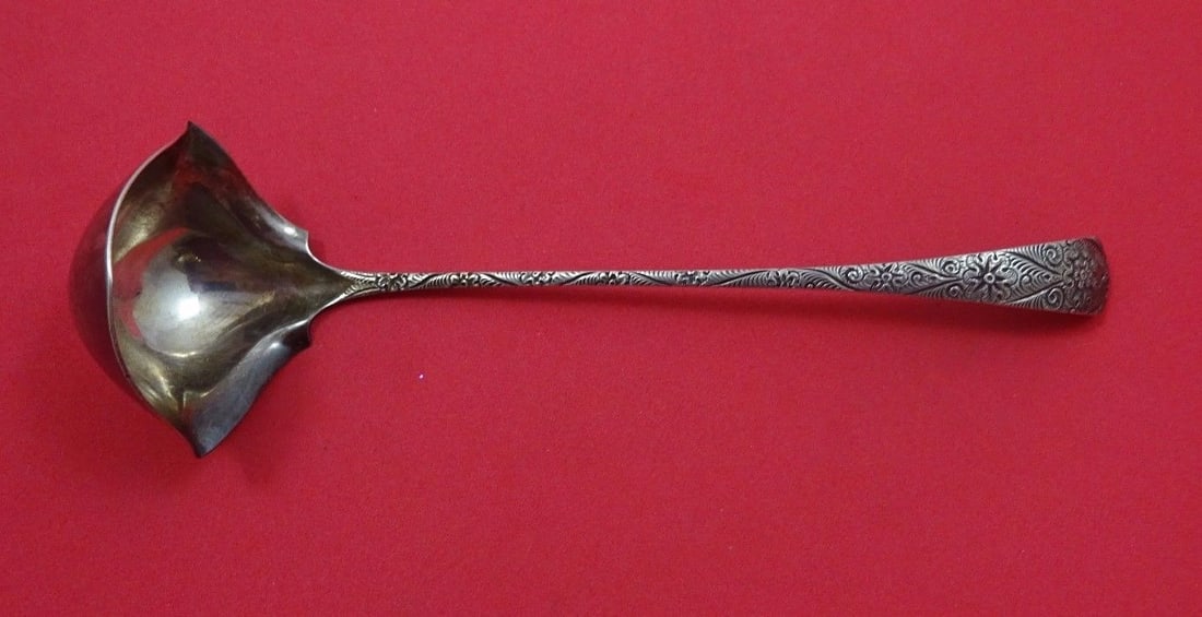 Tiffany & Co Antique Engraved Sterling Silver Sauce Ladle 7.5": Tiffany & Co Antique Engraved Sterling Silver Sauce Ladle 7.5" This exquisite Antique Engraved Sauce Ladle by Tiffany & Co. is a stunning example of sterling silver craftsmanship from the late 19th ce