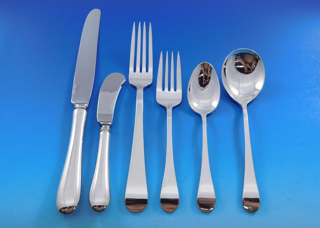 Tuttle Hannah Hull Sterling Silver Flatware Set for 8 60 pcs with Storage Chest: Tuttle Hannah Hull Sterling Silver Flatware Set for 8 60 pcs with Storage Chest Elevate your dining experience with the exquisite Hannah Hull Sterling Silver Flatware Set by Tuttle. This elegant servi