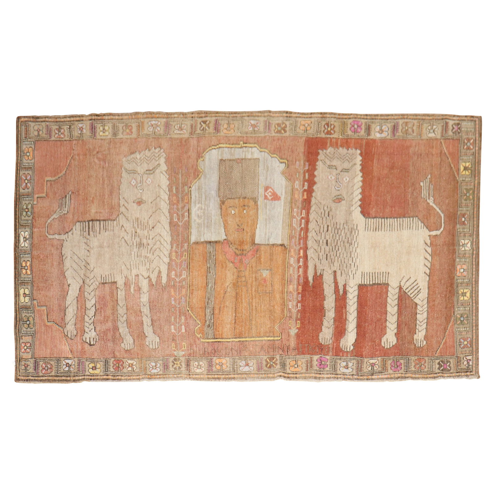 Vintage Turkish Wool Rug Pictorial Animal Motif 5'2 x 9' Zabihi Collection: Vintage Turkish Wool Rug Pictorial Animal Motif 5'2 x 9' Zabihi Collection This stunning vintage Turkish rug from the Zabihi Collection features a captivating pictorial animal motif, showcasing a pair
