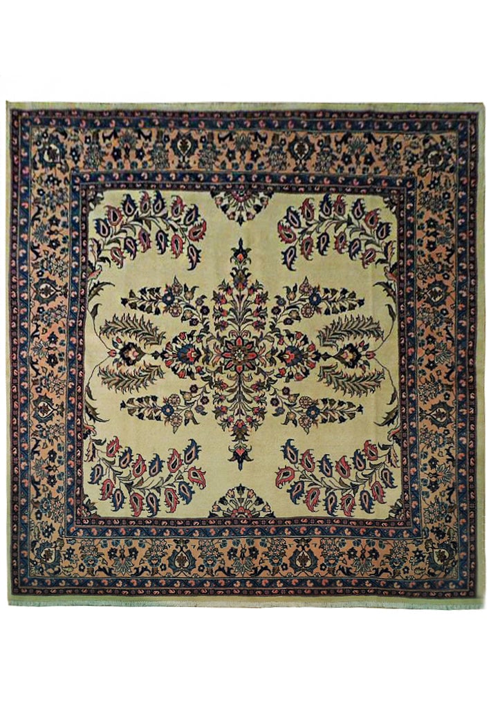 6.10 x 7.7 Persian Sarouk Area Rug: 6.10 x 7.7 Persian Sarouk Area Rug Free continental US Shipping Enhance your home decor with this exquisite 6.10 x 7.7 square Persian Sarouk rug, known for its intricate designs and vibrant colors. Th