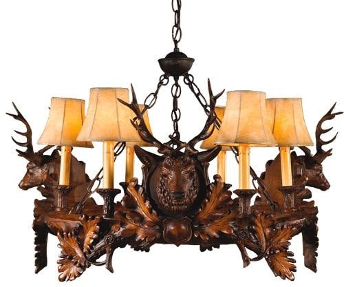 Rustic Lodge Stag Bowl Chandelier Hand-Cast Chestnut Finish: Rustic Lodge Stag Bowl Chandelier Hand-Cast Chestnut Finish Illuminate your space with this Exquisite Rustic Lodge Stag Chandelier, a stunning centerpiece that embodies the charm of mountain living. T