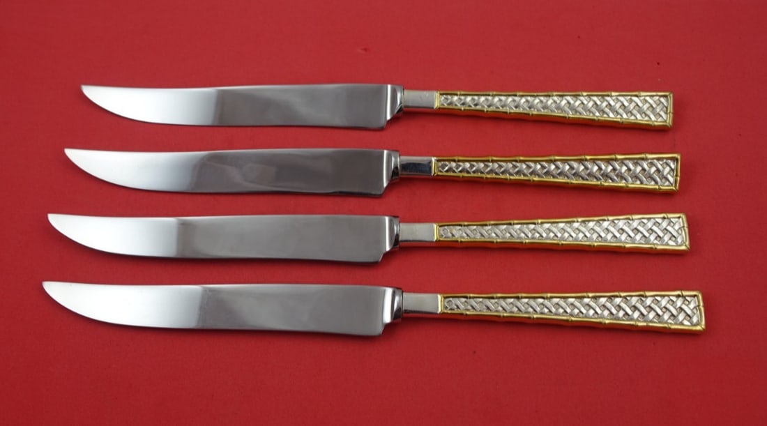 Golden Tradewinds International Sterling Silver Steak Knife Set 4-Piece Texas Sized: Golden Tradewinds International Sterling Silver Steak Knife Set 4-Piece Texas Sized Experience the elegance of the Golden Tradewinds Steak Knife Set from International Sterling, designed for those who