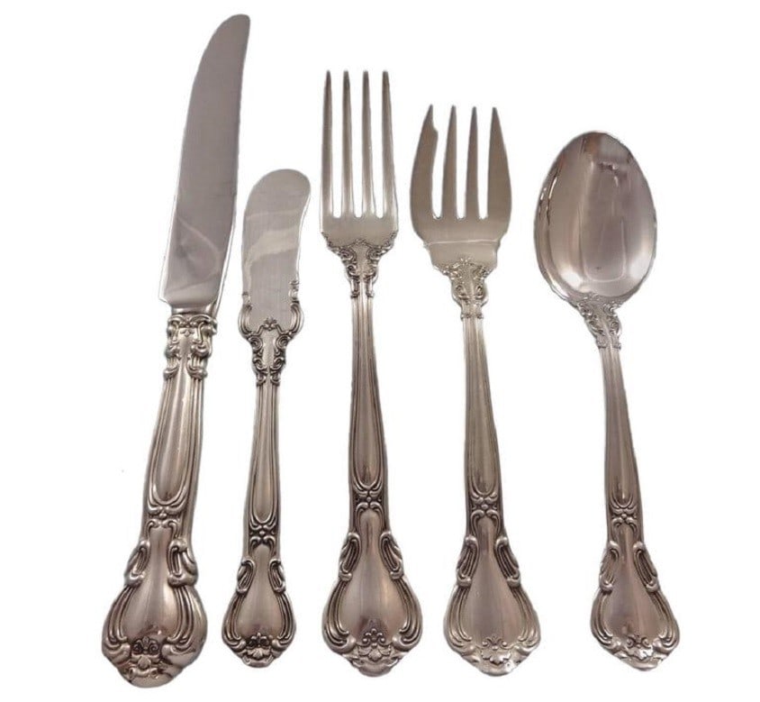 Gorham Chantilly Sterling Silver Flatware Set for 12 with 63 Pieces: Gorham Chantilly Sterling Silver Flatware Set for 12 with 63 Pieces Elevate your dining experience with the Chantilly by Gorham Sterling Silver Flatware Set, designed for 12 service and comprising 63