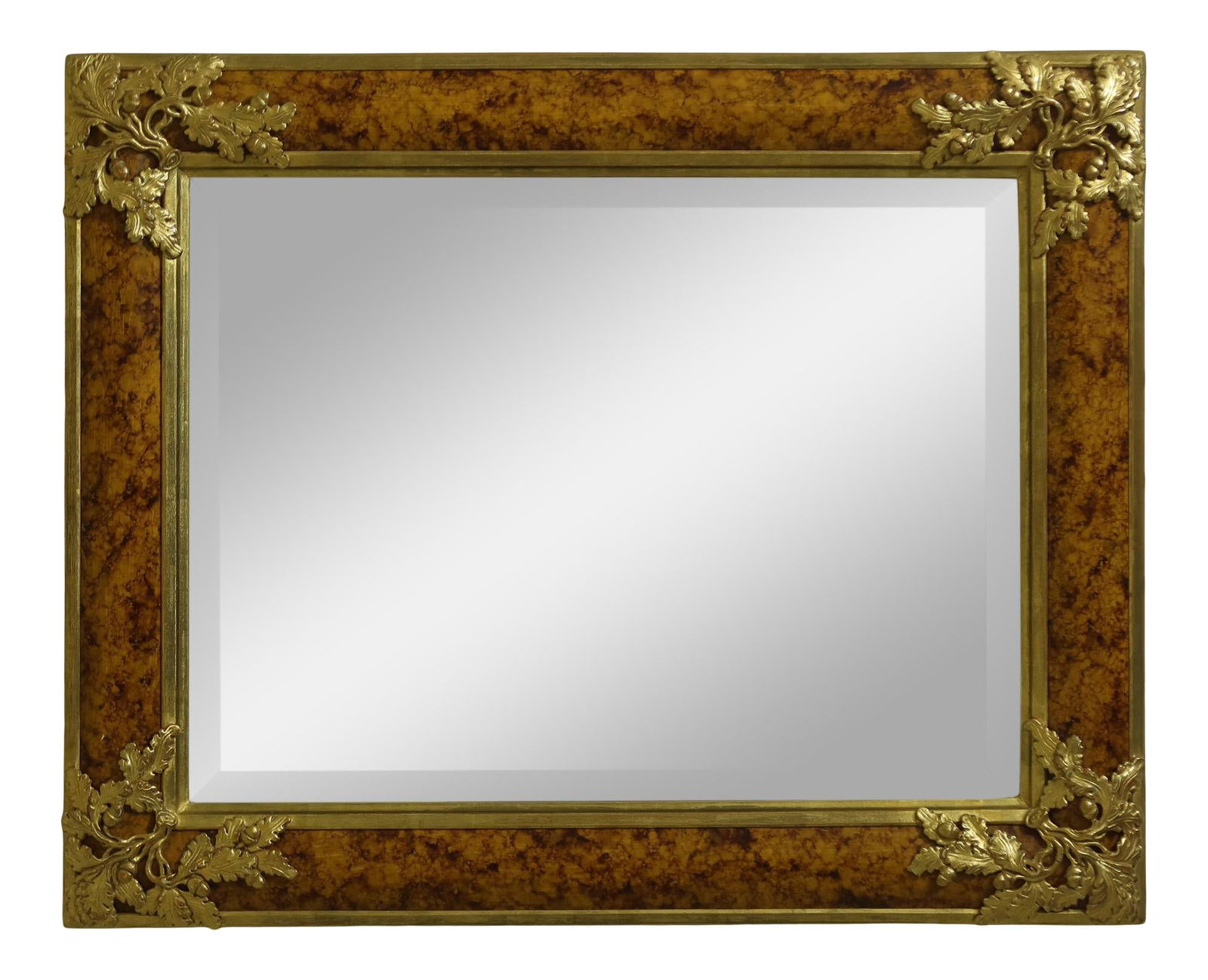Exquisite Gold Leaf Faux Walnut Rectangular Mirror 31.5 x 25.5 (1 of 8)