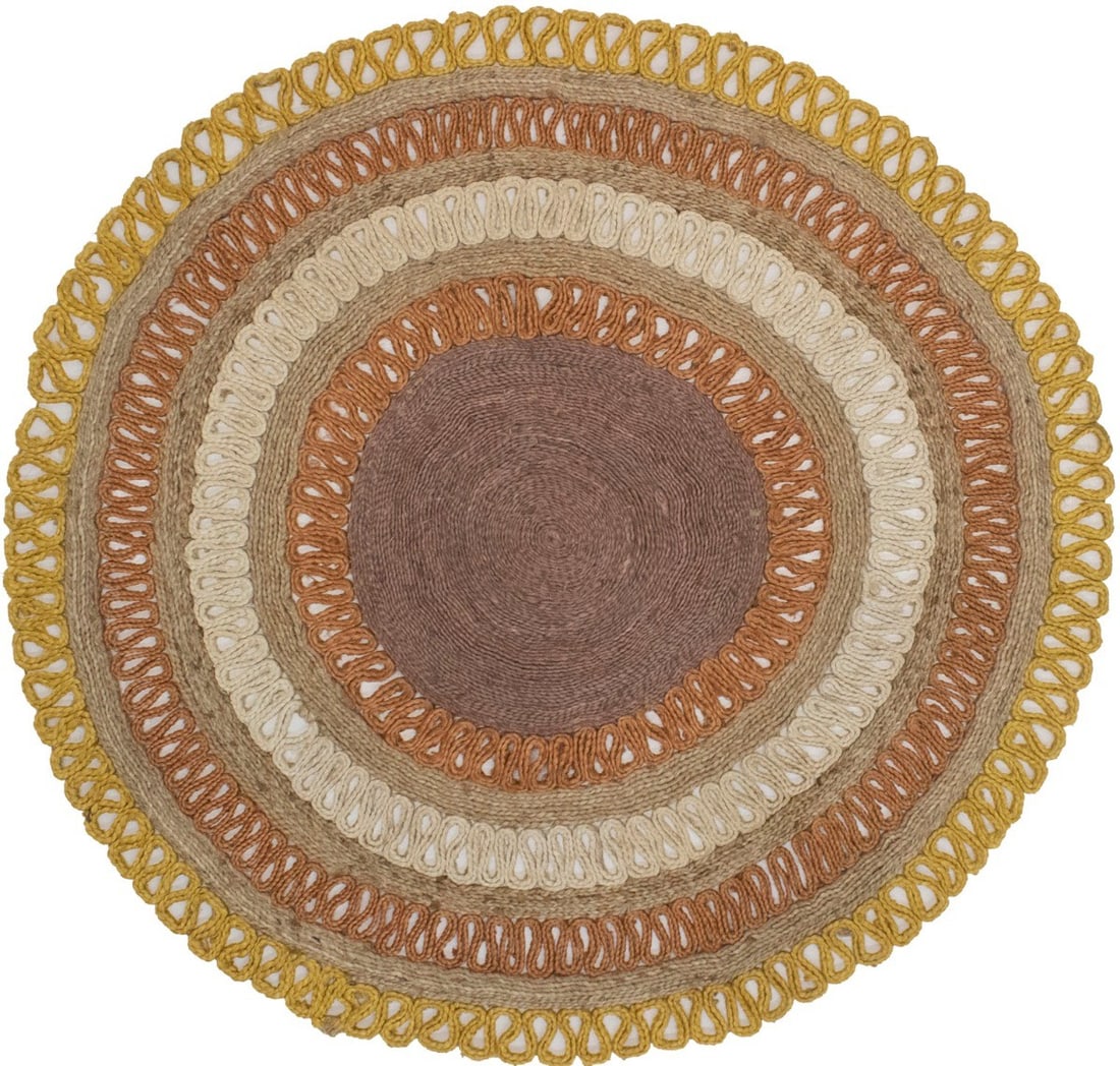 Natural Jute Round Area Rug 5'6'' Handmade Multi-Color Modern Decor: Natural Jute Round Area Rug 5'6'' Handmade Multi-Color Modern Decor Enhance your living space with this stunning 100% Natural Jute Round Rug, featuring a reversible braided style perfect for modern de