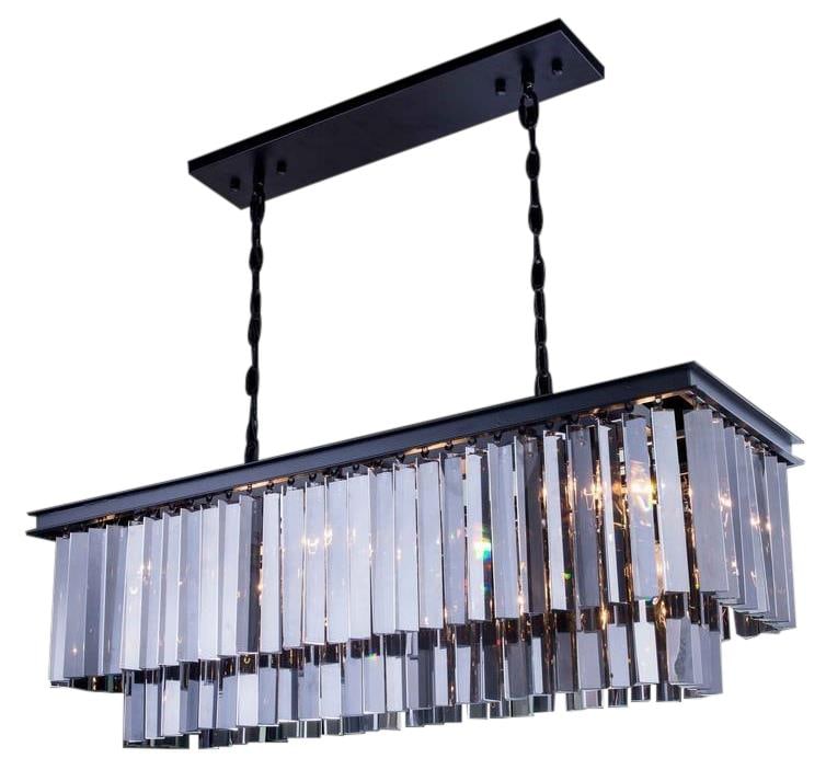 Elegant Lighting Sydney Pendant Lamp Royal-Cut Crystal 12-Light Matte Black: Elegant Lighting Sydney Pendant Lamp Royal-Cut Crystal 12-Light Matte Black Illuminate your space with this Elegant Aluminum Frame Pendant Lamp from the Sydney collection. This stunning fixture featur