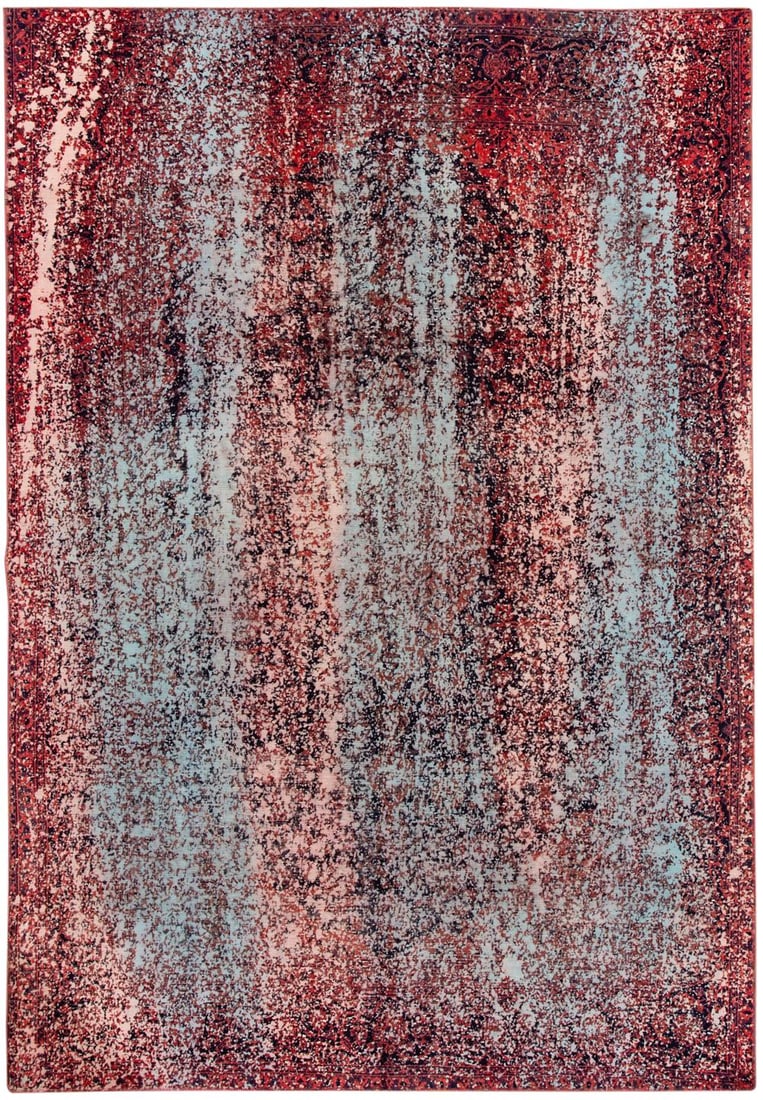 Mid 20th Century Ruby Red Wool Overdyed Rug 7'3 x 10'7: Mid 20th Century Ruby Red Wool Overdyed Rug 7'3 x 10'7 Discover the charm of this mid-20th century vintage hand-knotted Overdyed rug, featuring an intricate all-over motif that adds character to any s