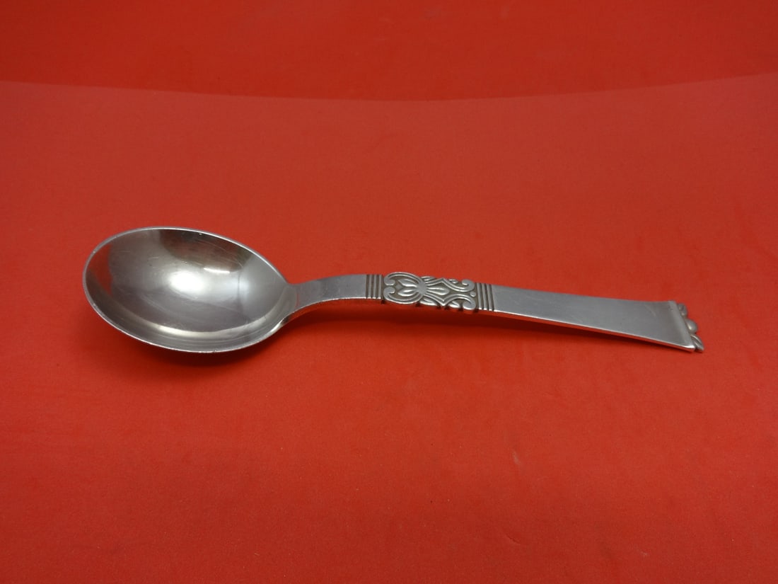 Frigast Rigs Sterling Silver Cream Soup Spoon 6 3/4 Inch: Frigast Rigs Sterling Silver Cream Soup Spoon 6 3/4 Inch This elegant cream soup spoon is part of the Rigs pattern by Frigast, crafted from high-quality sterling silver. Measuring 6 3/4 inches, it sho
