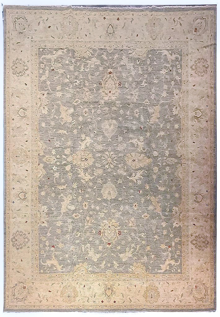 Sage Green 13' x 17'8" Hand-Knotted Chobi Peshawar Area Rug: Sage Green 13' x 17'8" Hand-Knotted Chobi Peshawar Area Rug Free continental US Shipping Introducing the exquisite 13' x 17.8' Sage Green Chobi Peshawar Rug, a stunning addition to elevate your home d