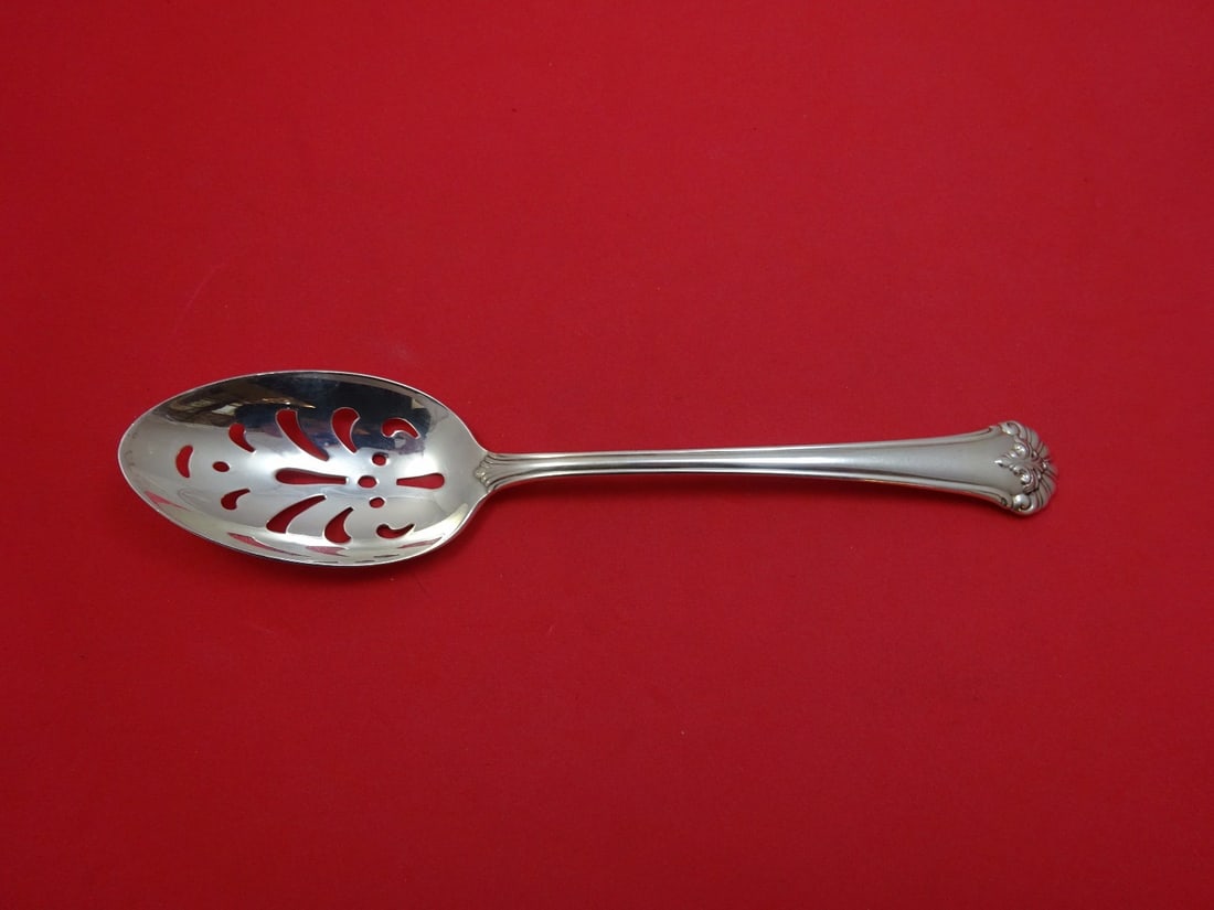 Gorham Townsend Sterling Silver Slotted Serving Spoon 8.5 Inch: Gorham Townsend Sterling Silver Slotted Serving Spoon 8.5 Inch This exquisite slotted serving spoon is part of the Townsend pattern by Gorham, crafted from high-quality sterling silver. Measuring 8 1/