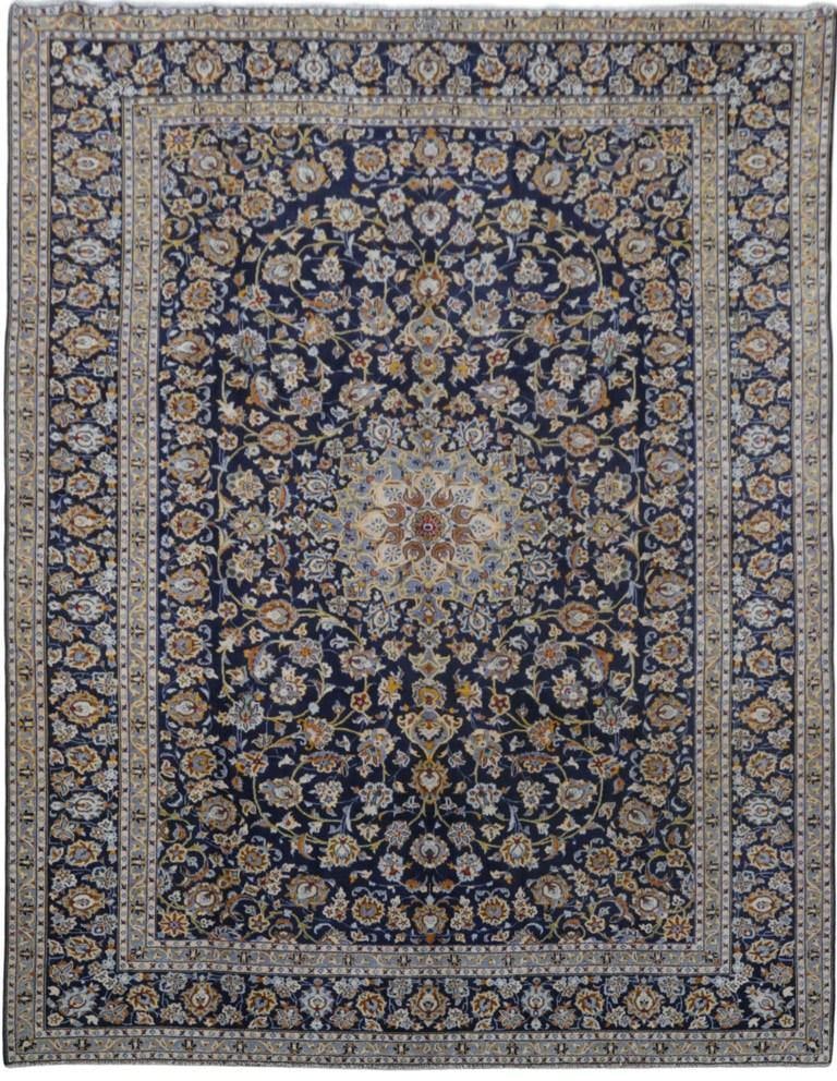 Handcrafted Persian Signed Kashan Rug 10.2 x 12.11 Navy Blue: Handcrafted Persian Signed Kashan Rug 10.2 x 12.11 Navy Blue Free continental US Shipping Discover the exquisite beauty of this handcrafted 10.2 x 12.11 Navy Blue Persian Signed Kashan Rug. Created by