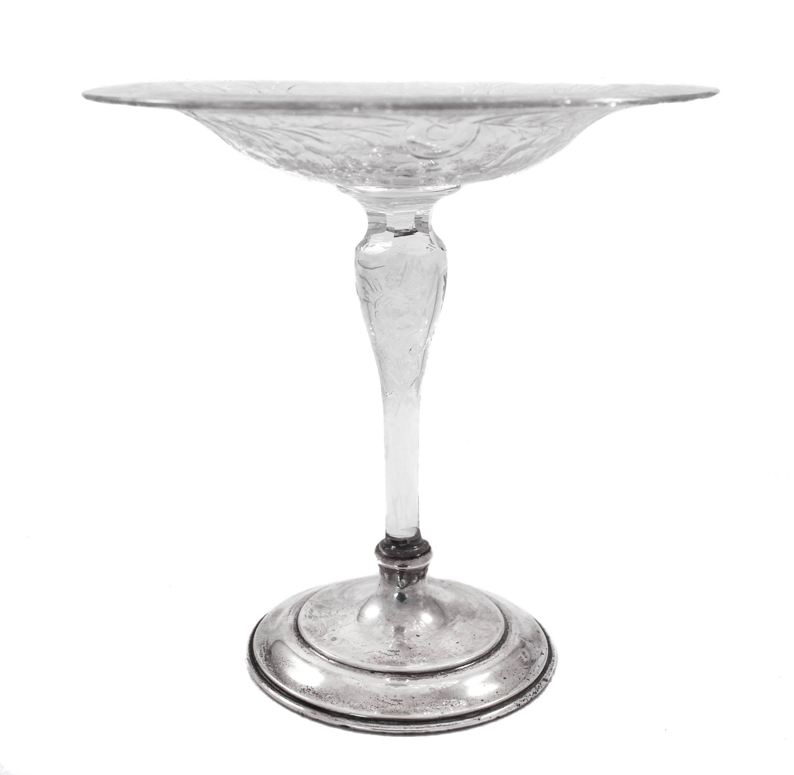 T.G. Hawkes Sterling Silver and Crystal Compote 7 in Circa 1900s (1 of 5)