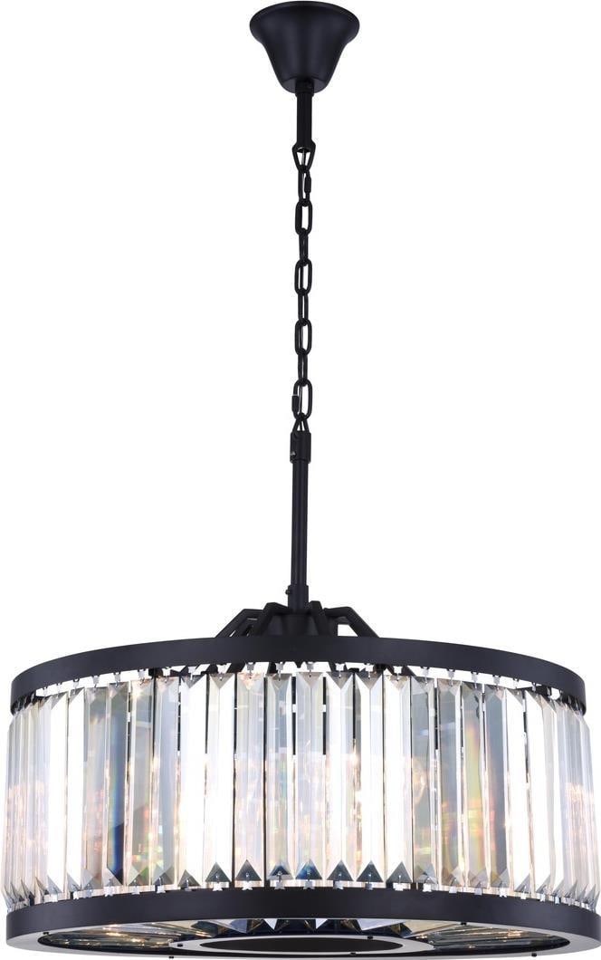 Elegant Chelsea Crystal Pendant Light UL-Listed 8 Bulbs Clear Crystal Matte Black (1 of 1)