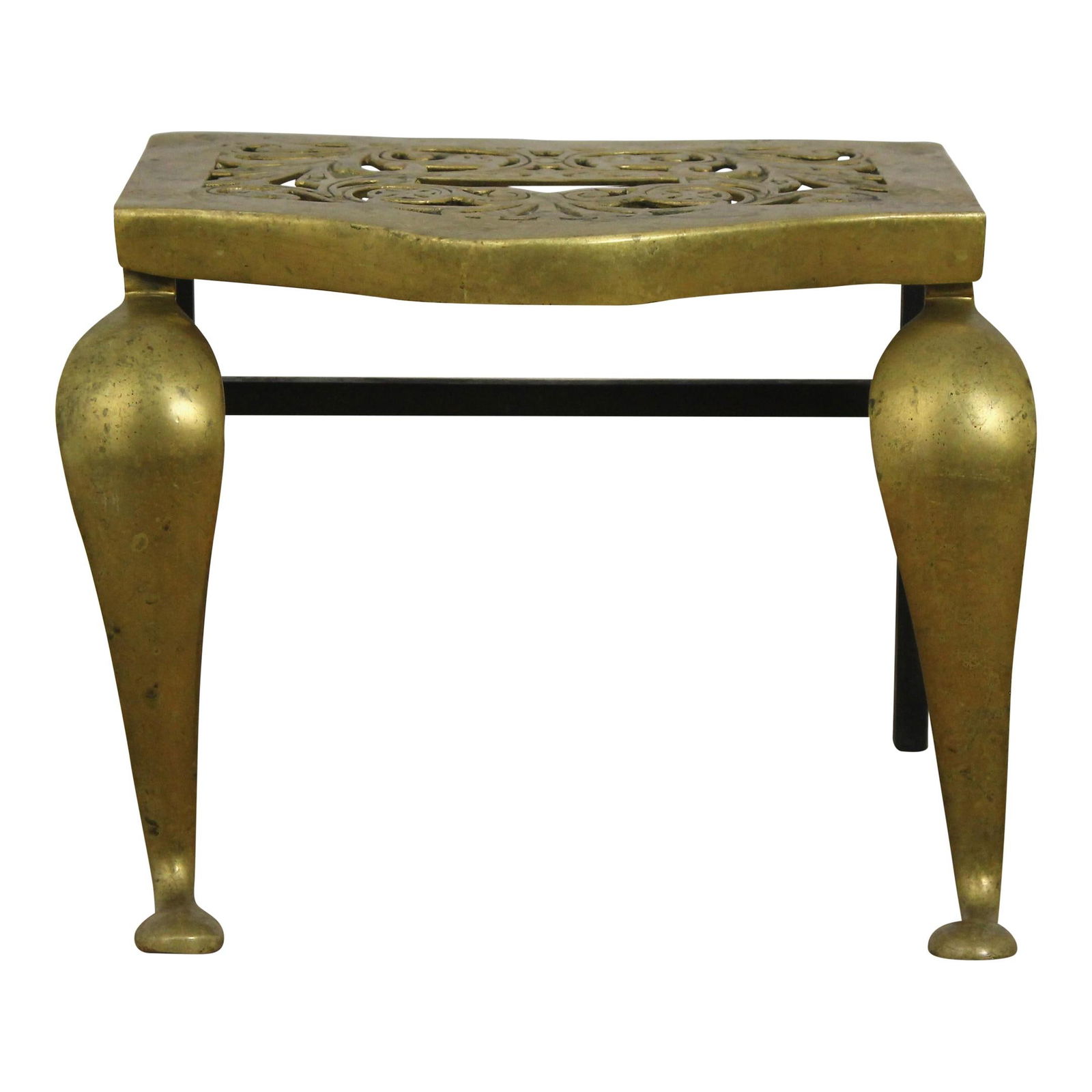 Vintage 100 Year Old Brass Fireplace Stool (1 of 9)