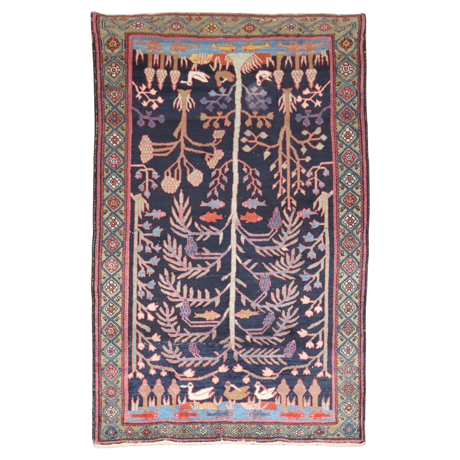 Persian Hamadan Hand-Woven Accent Rug 4'2 x 6'7 Early 20th Century: Persian Hamadan Hand-Woven Accent Rug 4'2 x 6'7 Early 20th Century Enhance your space with this exquisite Harmonious Persian Hamadan Accent Rug from the Zabihi Collection. This stunning hand-woven rug
