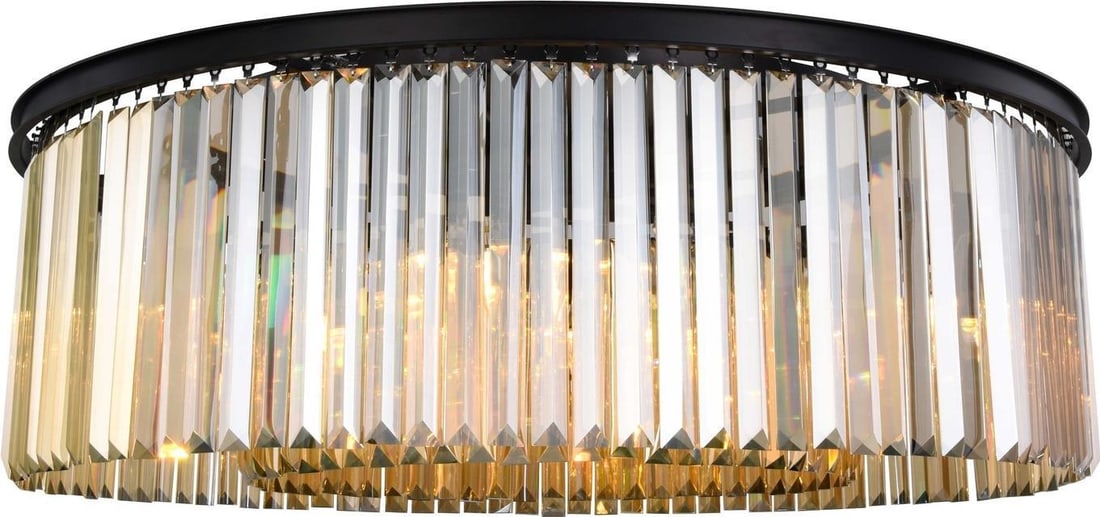 Elegant Lighting Sydney Flush-Mount Ceiling Light Golden Teak Crystal: Elegant Lighting Sydney Flush-Mount Ceiling Light Golden Teak Crystal Illuminate your space with the Premium Sydney Flush-Mount Ceiling Fixture, an exquisite addition to your lighting collection. This