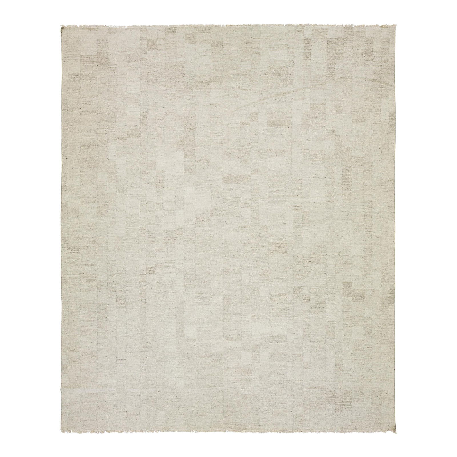 Modern Kilim Flatweave Wool Rug 12'3 x 14'10 Beige Geometric Design: Modern Kilim Flatweave Wool Rug 12'3 x 14'10 Beige Geometric Design Enhance your space with this stunning Modern Designed Kilim Flatweave Wool Rug. Crafted from premium wool, this rug features a sophi