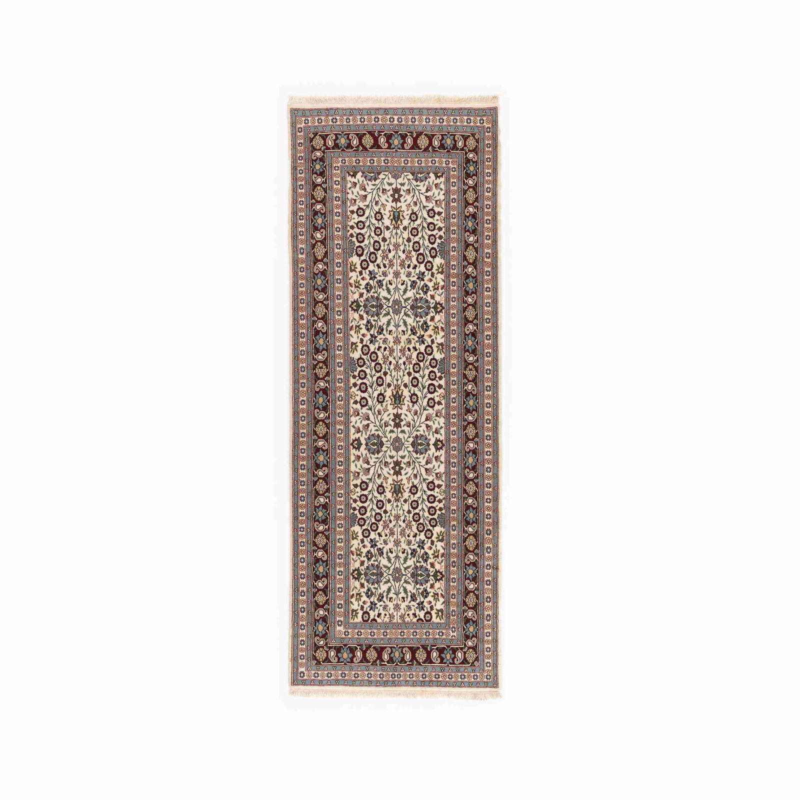Authentic Hereke Handmade Wool Carpet 39.4 x 108.3 Inches: Authentic Hereke Handmade Wool Carpet 39.4 x 108.3 Inches Discover the beauty of this Authentic Handmade Hereke Carpet, crafted with care from high-quality wool on wool. This exquisite piece showcases