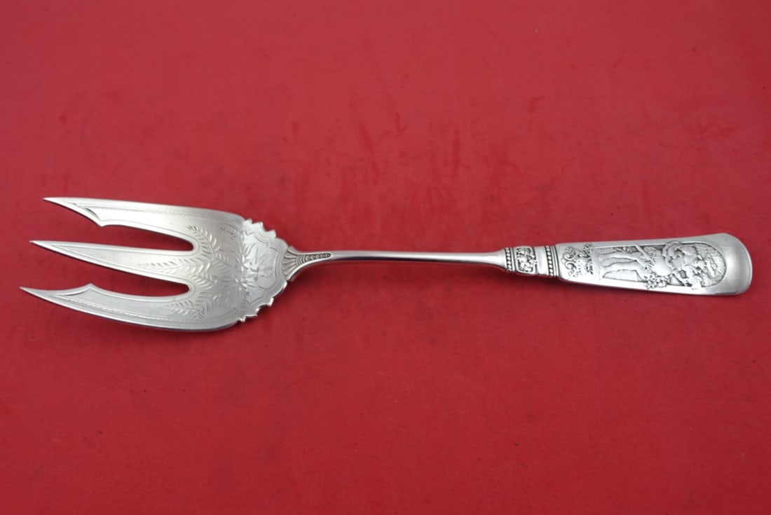 Gorham Fontainebleau Sterling Silver Salad Serving Fork 10 3/8 inch (1 of 3)