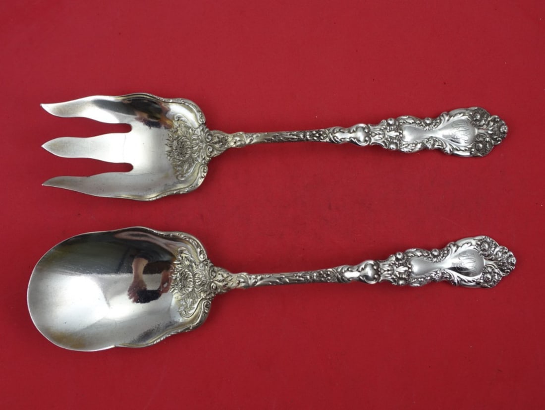 Gorham Imperial Chrysanthemum Sterling Silver 2pc Salad Serving Set 10": Gorham Imperial Chrysanthemum Sterling Silver 2pc Salad Serving Set 10" Elevate your dining experience with this exquisite 2-piece salad serving set from Gorham, featuring the elegant Imperial Chrysan