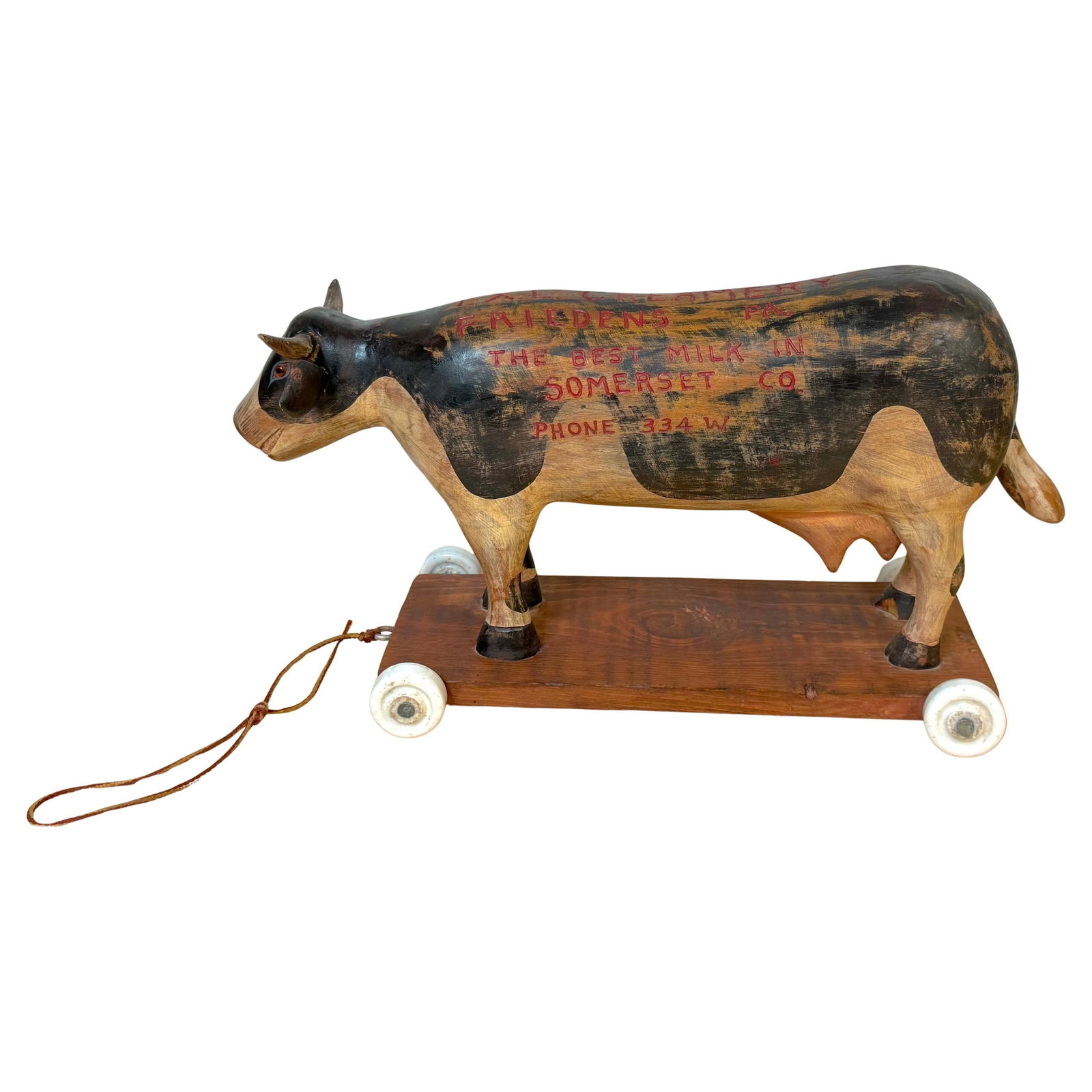 1944 IXL Creamery Hand-Carved Milk Cow Folk Art Sign by W. Rule (1 of 15)