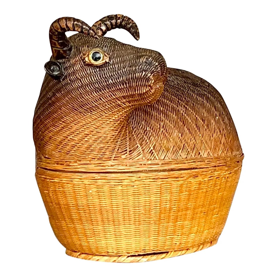 Charming Vintage Boho Woven Ram Basket Decorative Storage: Charming Vintage Boho Woven Ram Basket Decorative Storage Enhance your space with this charming Vintage Boho Shanghai Weave Ram Basket. Handcrafted using traditional weaving techniques, this delightfu