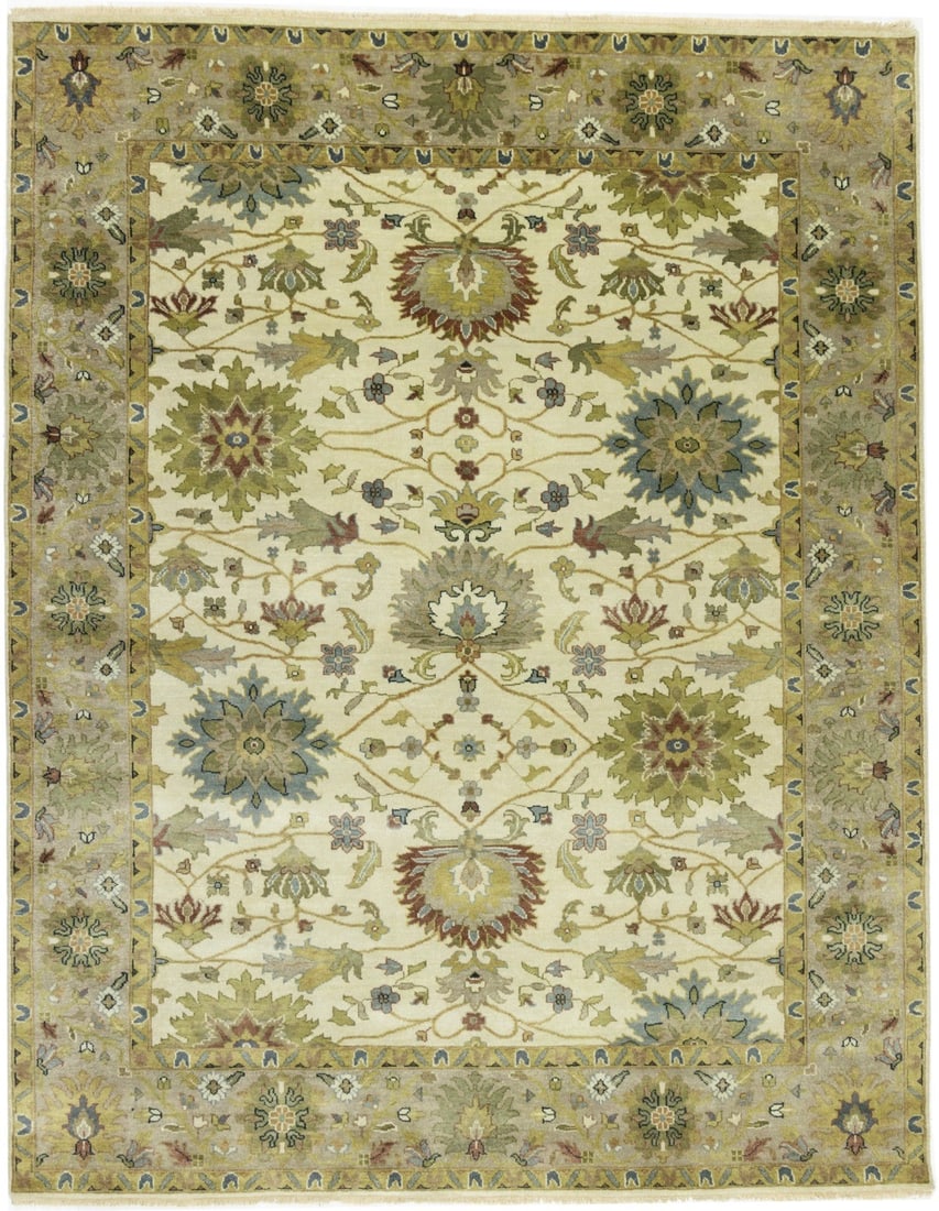 Wool Floral Hand-Knotted Area Rug Osh Chobi Peshawar 7'11 x 10'1 Modern Style: Wool Floral Hand-Knotted Area Rug Osh Chobi Peshawar 7'11 x 10'1 Modern Style This handmade Osh Chobi floral style Peshawar rug features a traditional design with a modern regional influence. Expertly