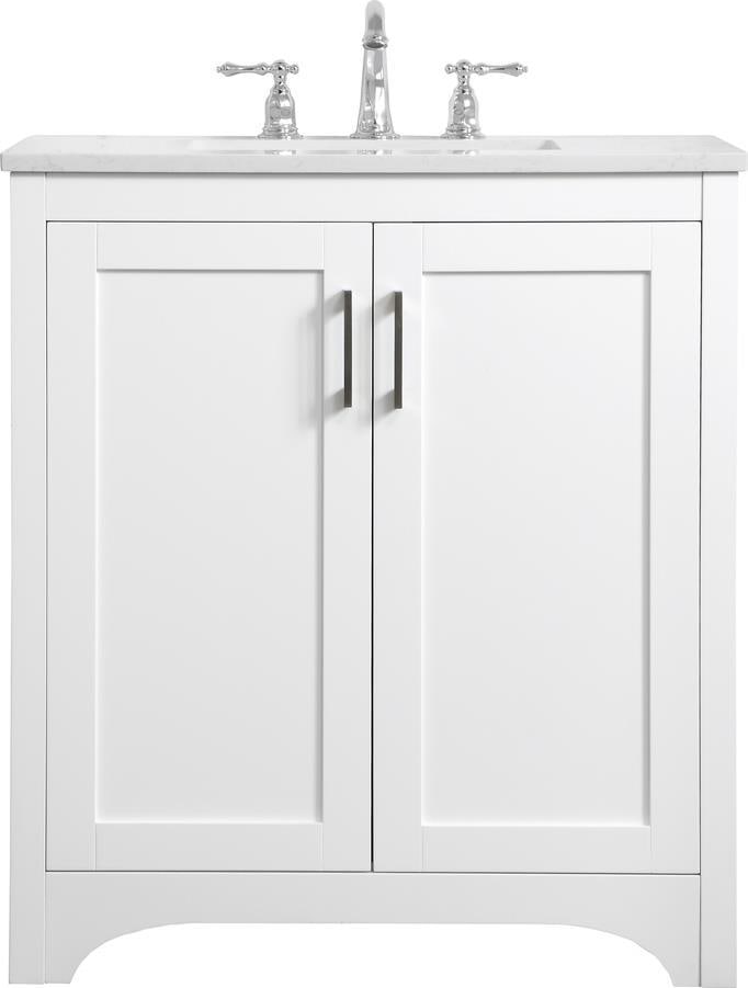 Elegant Lighting 30 Inch White Transitional Bathroom Vanity: Elegant Lighting 30 Inch White Transitional Bathroom Vanity Elevate your bathroom with this stylish 30" white vanity, designed to bring a chic and modern touch to your space. Featuring a brushed nicke