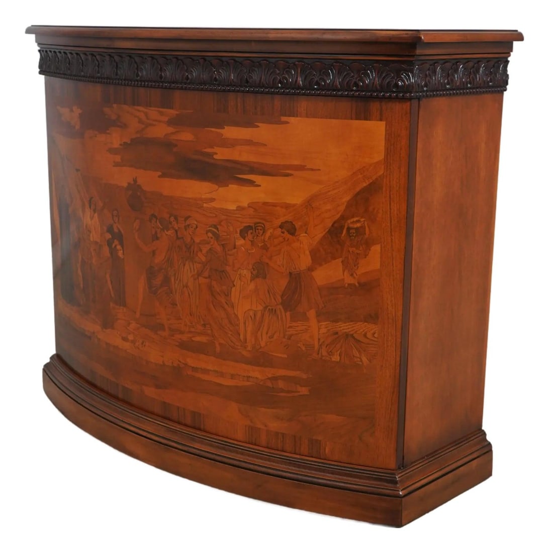 Francisco Molon Italian Walnut Credenza Cabinet Stunning Inlay Design: Francisco Molon Italian Walnut Credenza Cabinet Stunning Inlay Design Enhance your space with this exquisite Francisco Molon Italian Inlaid Walnut Credenza Cabinet, perfect for your foyer, dining room