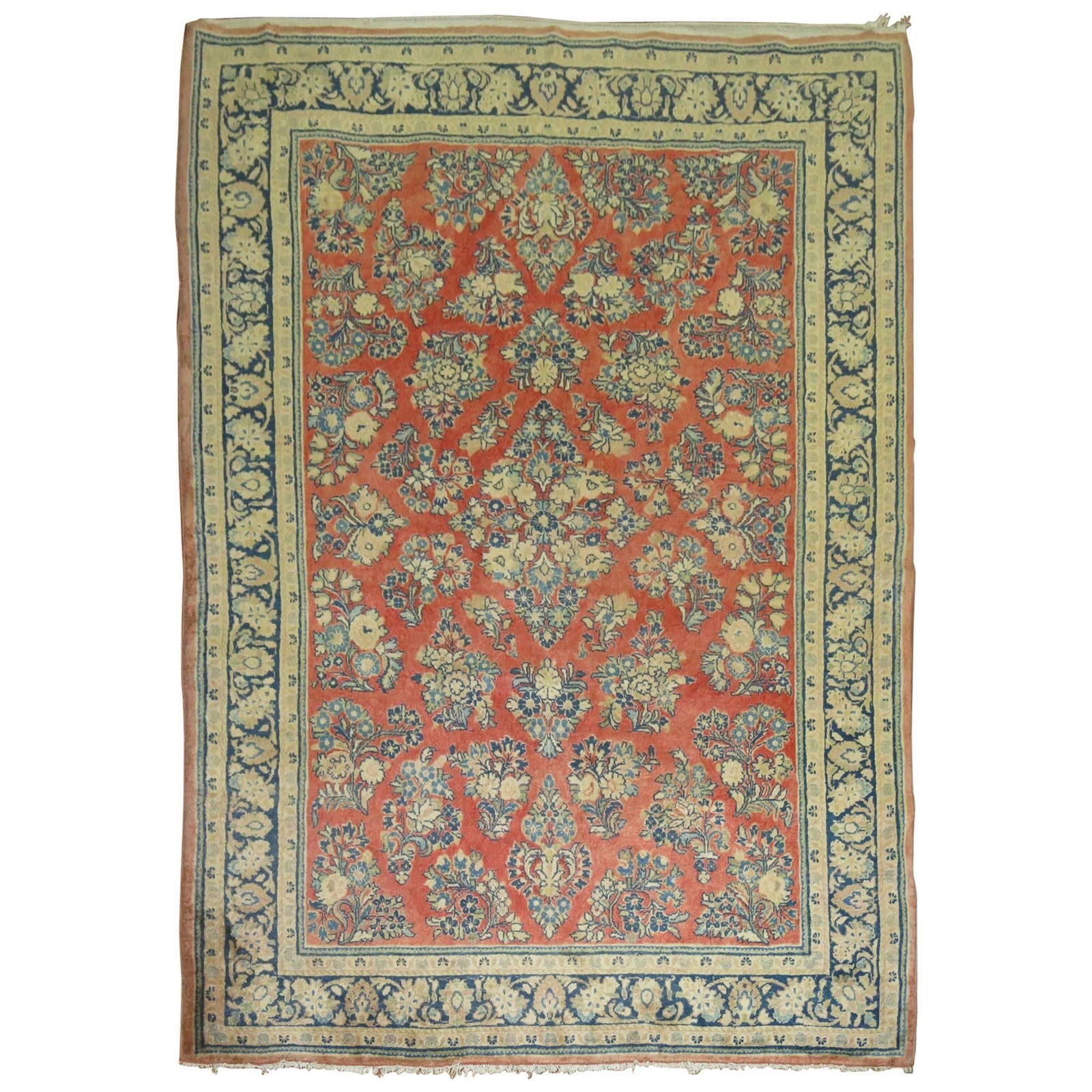 Rare Vintage Persian Sarouk Rug 5'4'' x 8' Hand-Woven Wool Victorian: Rare Vintage Persian Sarouk Rug 5'4'' x 8' Hand-Woven Wool Victorian Introducing a stunning vintage Persian Sarouk rug, beautifully hand-woven from high-quality wool. This rare piece, with its Victori