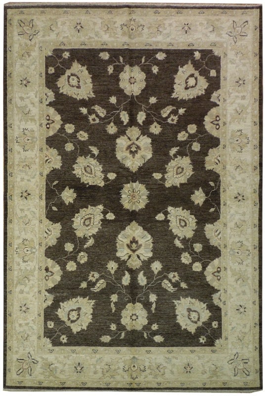 6' x 8'10" Dark Brown Hand-Knotted Chobi Peshawar Rug: 6' x 8'10" Dark Brown Hand-Knotted Chobi Peshawar Rug Free continental US Shipping Enhance your living space with the exquisite 6' x 8' 10" Dark Brown Chobi Peshawar Rug. This luxurious rug is handcra