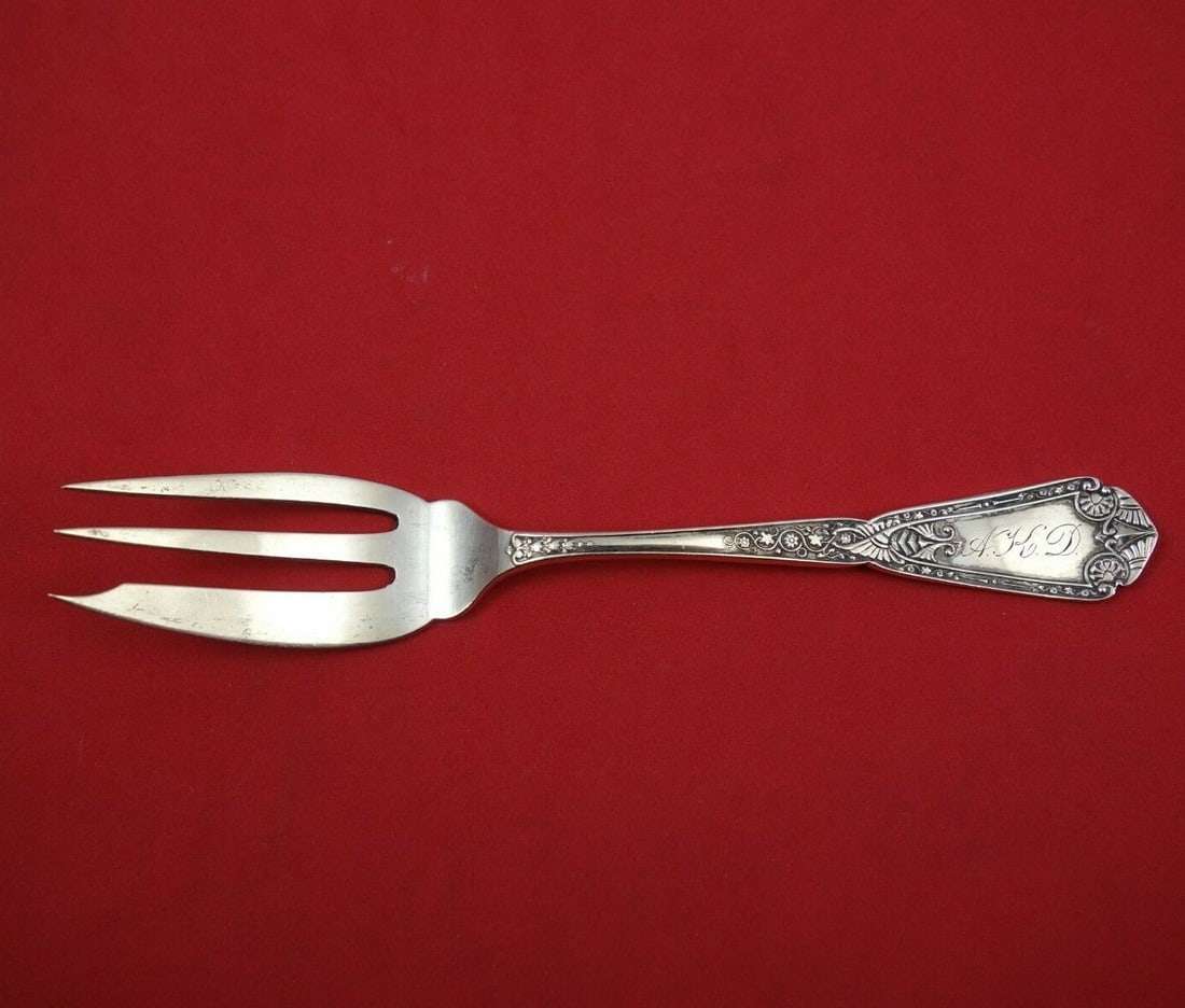 Longfellow Sterling Silver Salad Fork by Hotchkiss and Schreuder 3-Tine 5.75": Longfellow Sterling Silver Salad Fork by Hotchkiss and Schreuder 3-Tine 5.75" This exquisite salad fork is part of the Longfellow pattern by Hotchkiss and Schreuder, crafted from high-quality sterling