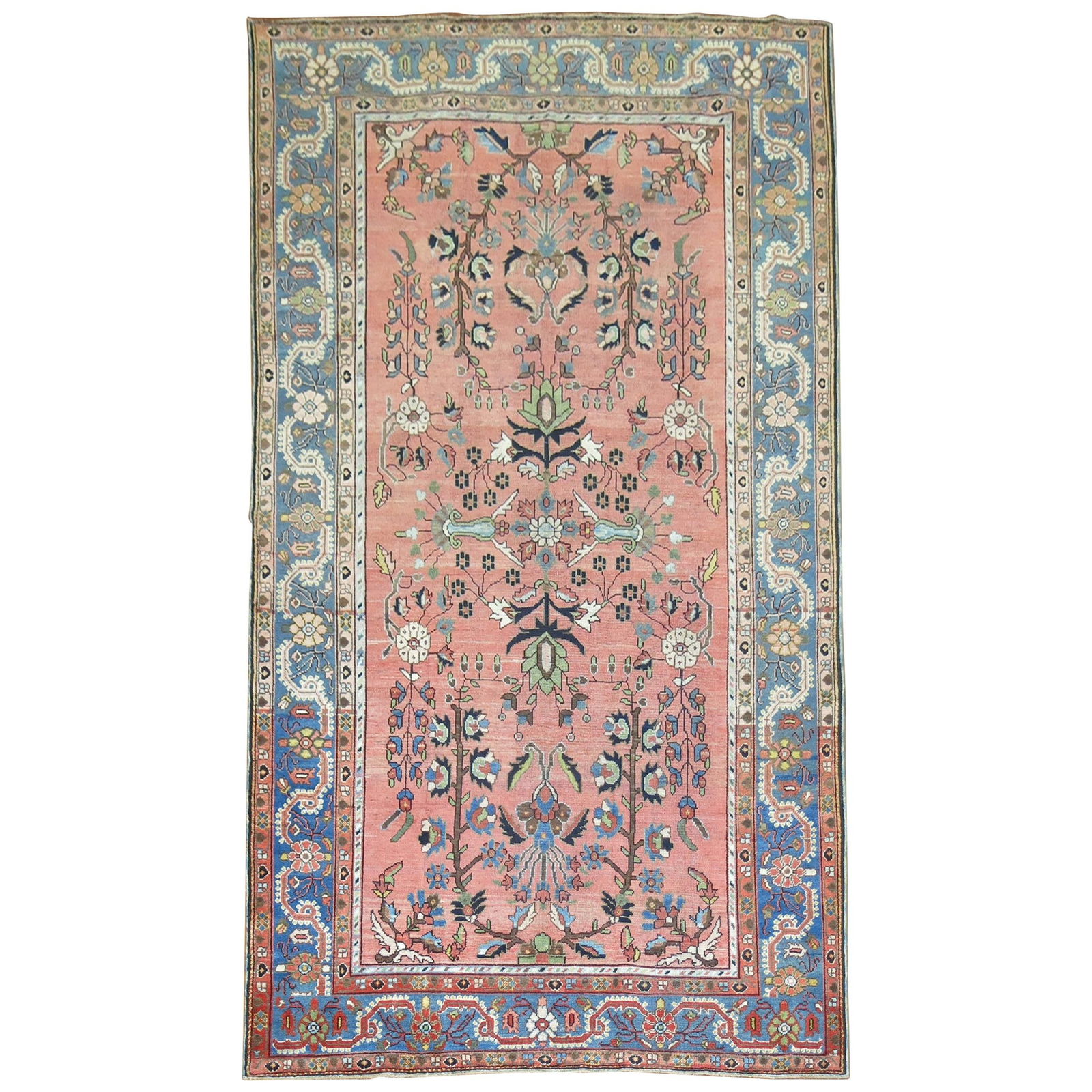 20th Century Persian Malayer Carpet Floral Motif Wool Hand-Woven: 20th Century Persian Malayer Carpet Floral Motif Wool Hand-Woven This stunning 20th century Persian Malayer carpet showcases an exquisite paradise floral motif on a soft pink ground, elegantly framed