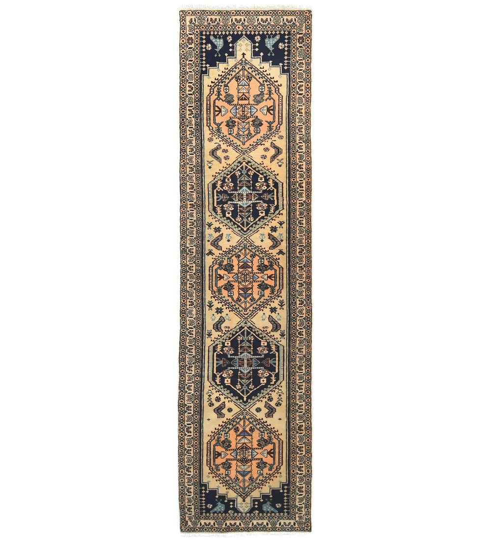 Handmade Vintage Tribal Geometric Wool Runner Rug 2'4 x 9'10: Handmade Vintage Tribal Geometric Wool Runner Rug 2'4 x 9'10 Enhance your living space with this Handmade Vintage Tribal Geometric Wool Oriental Runner Rug. This beautiful narrow carpet measures 2'4"